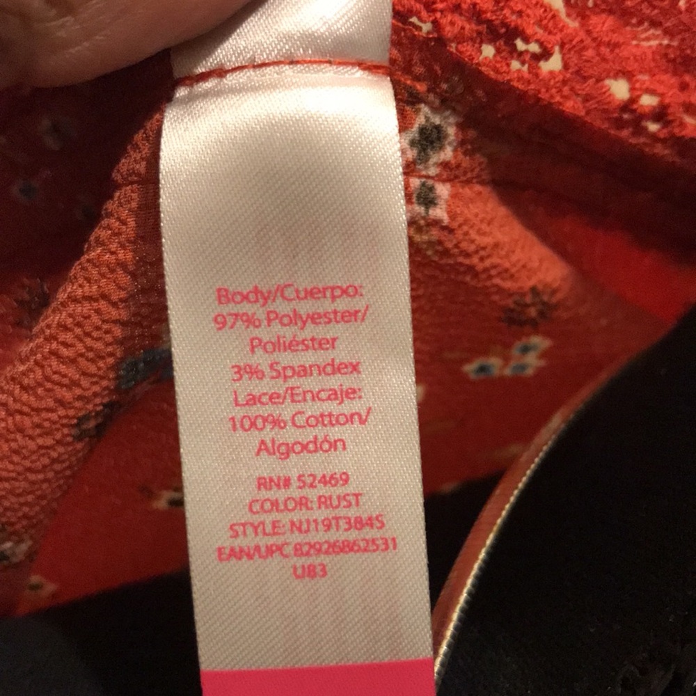 E) NOBO Floral Rust Colored Open-Front 
One-Piece Cardigan - Picture 8 of 11